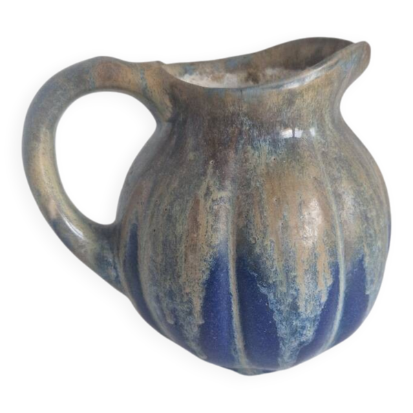 Pichet citrouille en grès flammé bleu