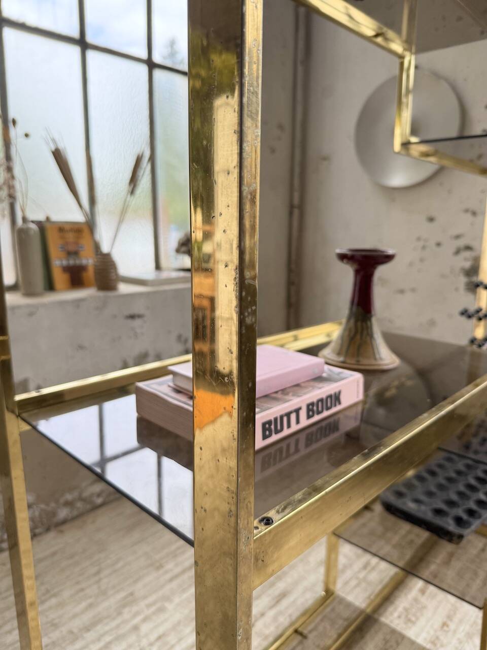 Brass shelf 1970 Belgo Chrom regency