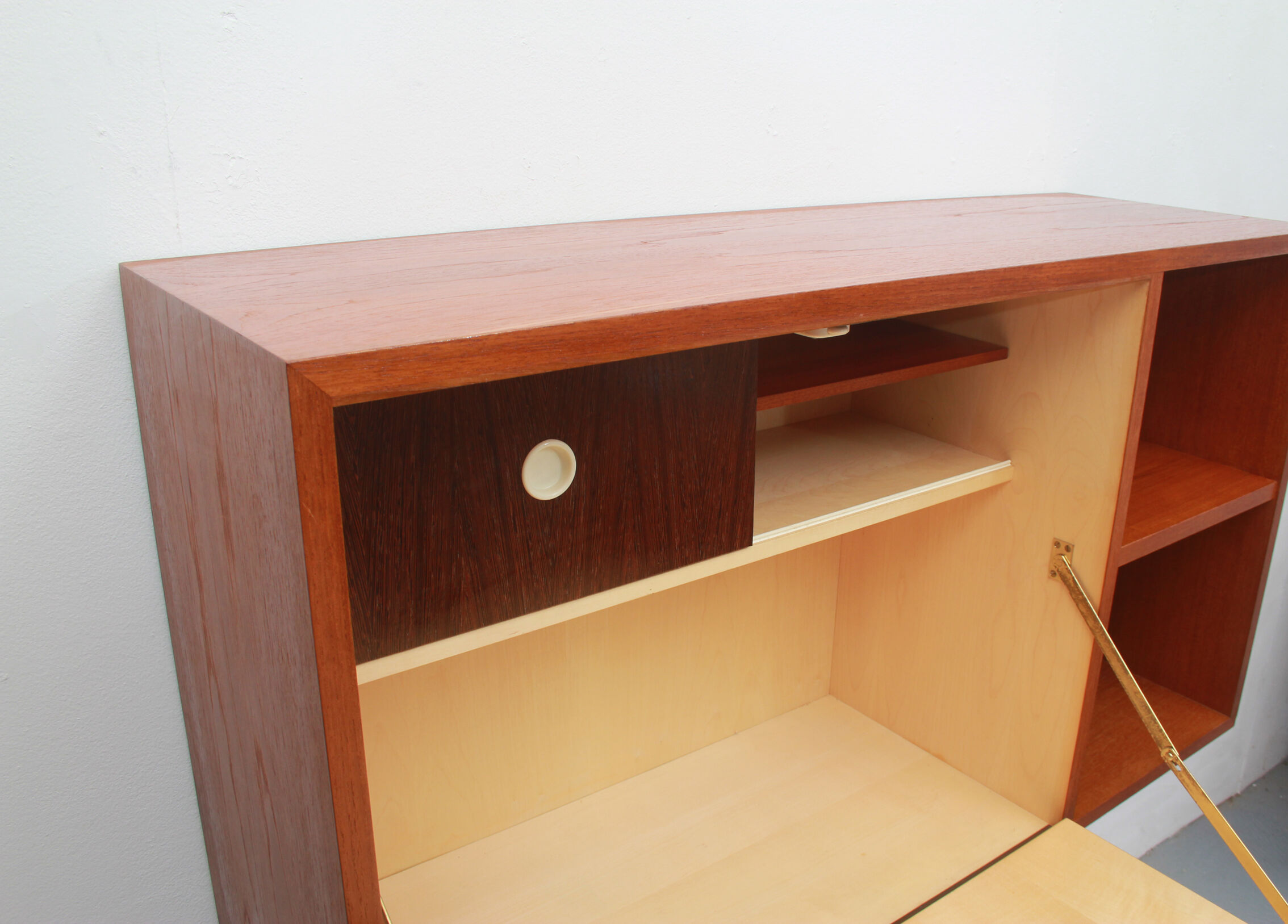 1960s floating wall secretary in teak