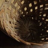 Small tall vintage openwork wicker basket