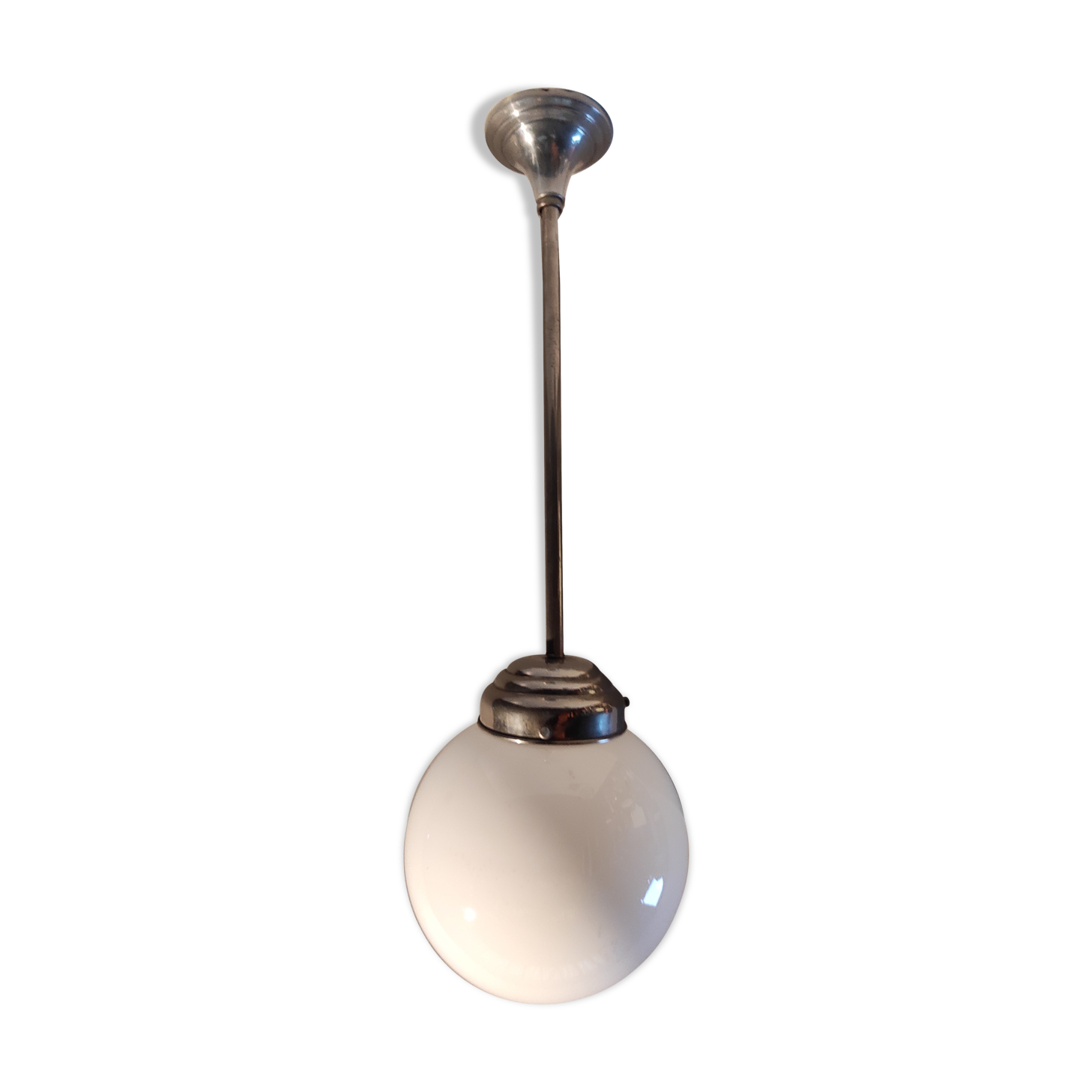 Art deco ball opaline white type brewery lamp
