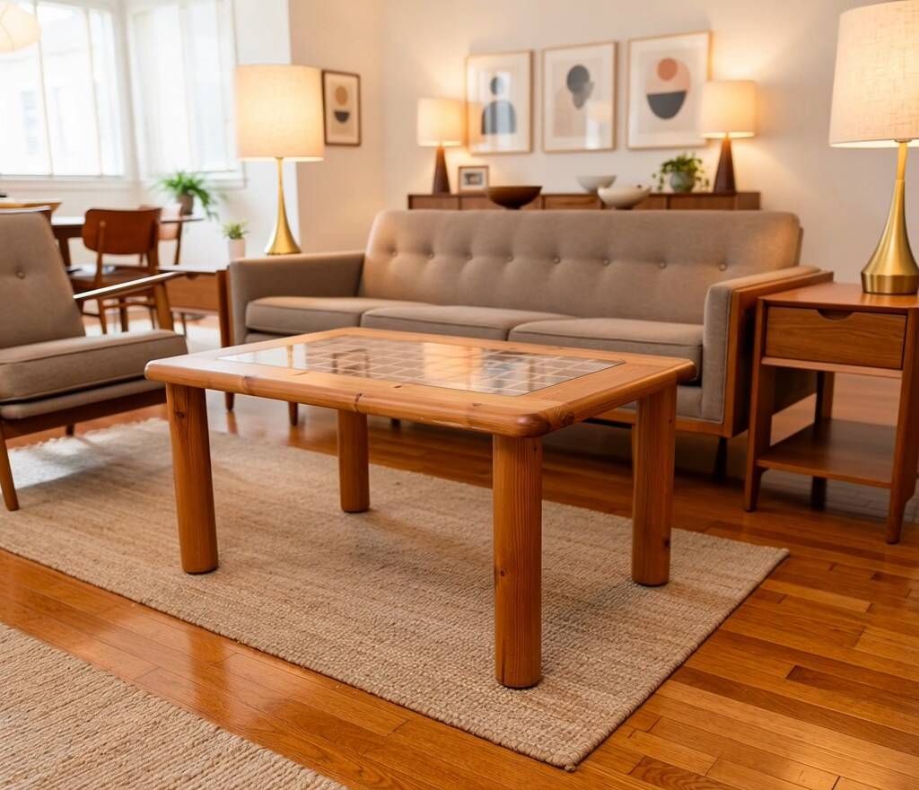 Lattice coffee table in pine and glass, France, 1980