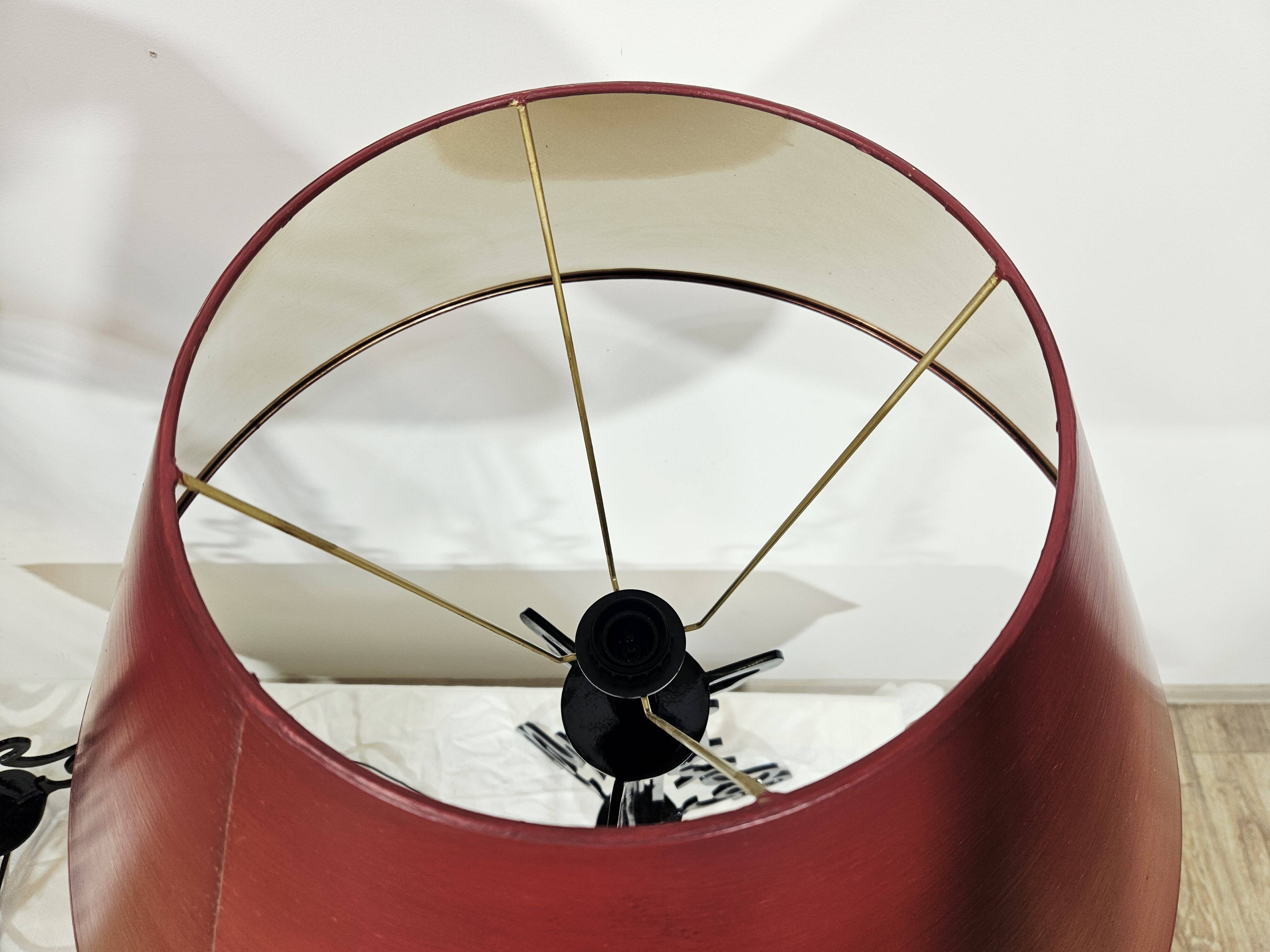Paire Unique de Lampes de Table/Art Déco/Vintage – Bourgogne et Or/Années 1980