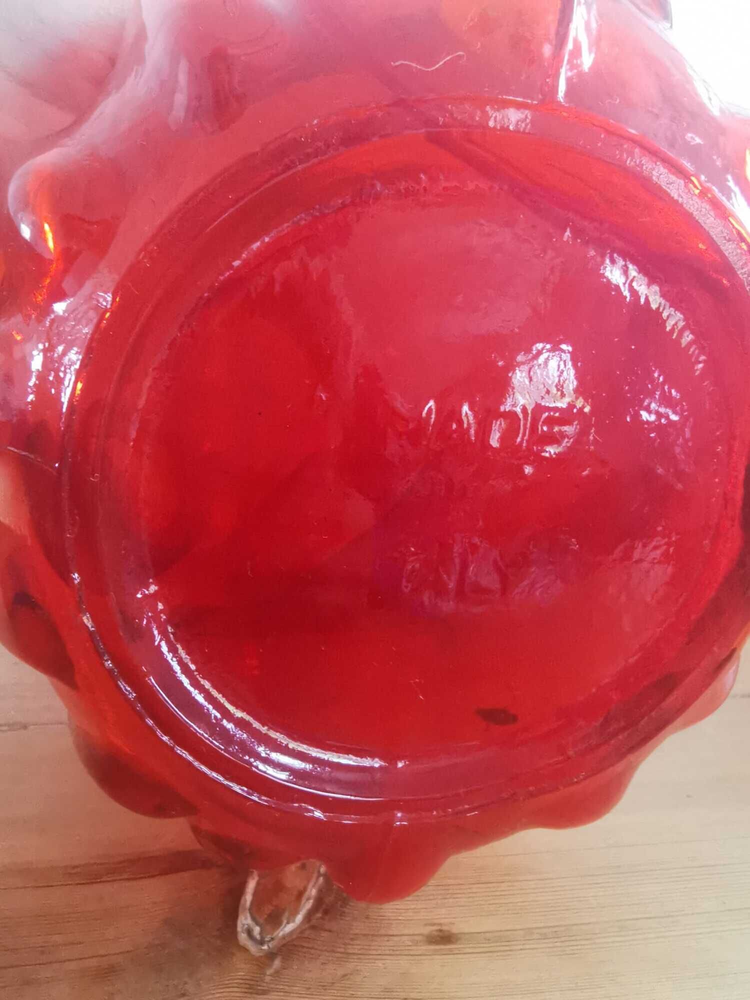 Italian carafe in Empoli glass color orange red 70