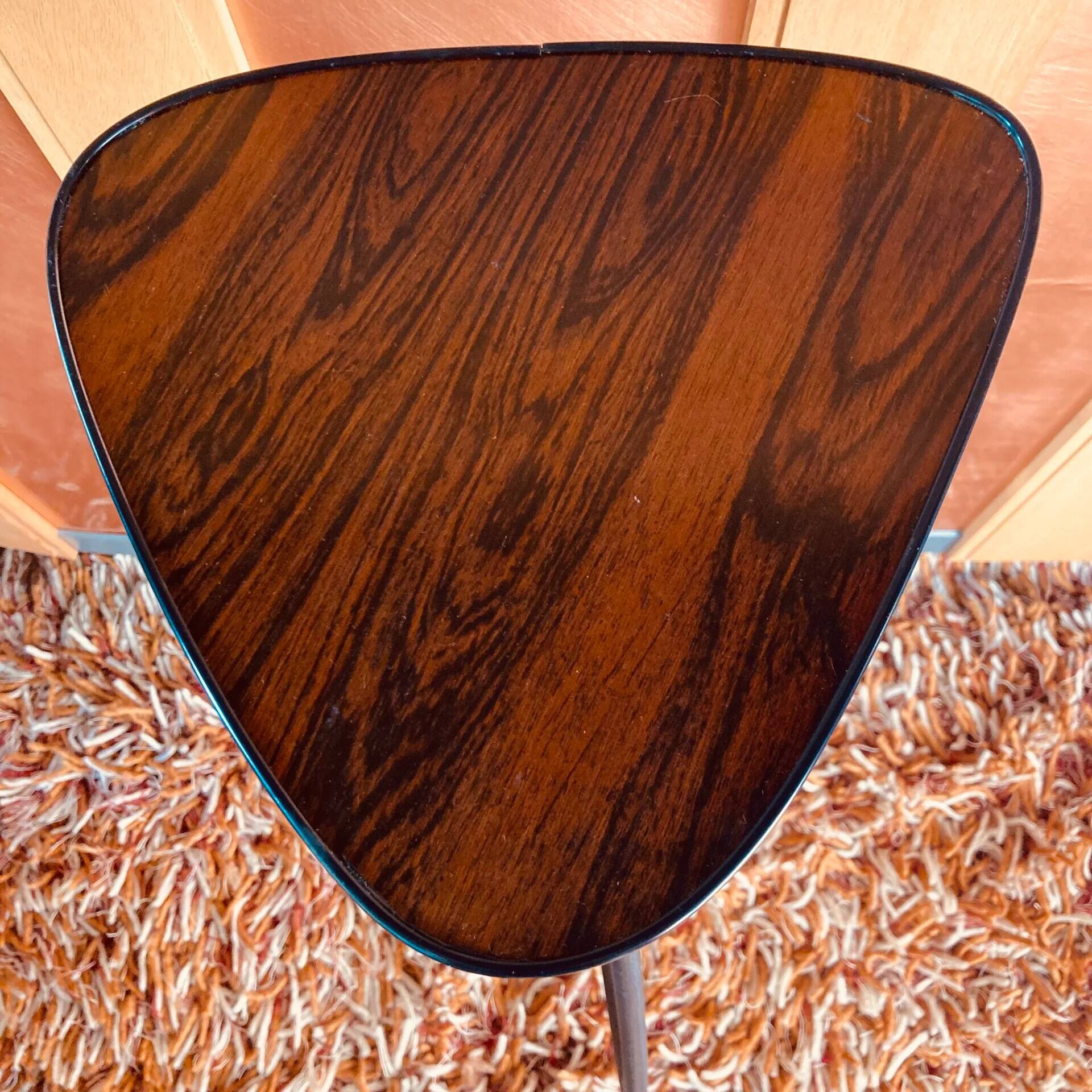 Retro plant table with levels, rosewood veneer, black trim
