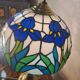 antique bronze floor lamp from the 19th century in superb condition with a beautiful iris glass shade