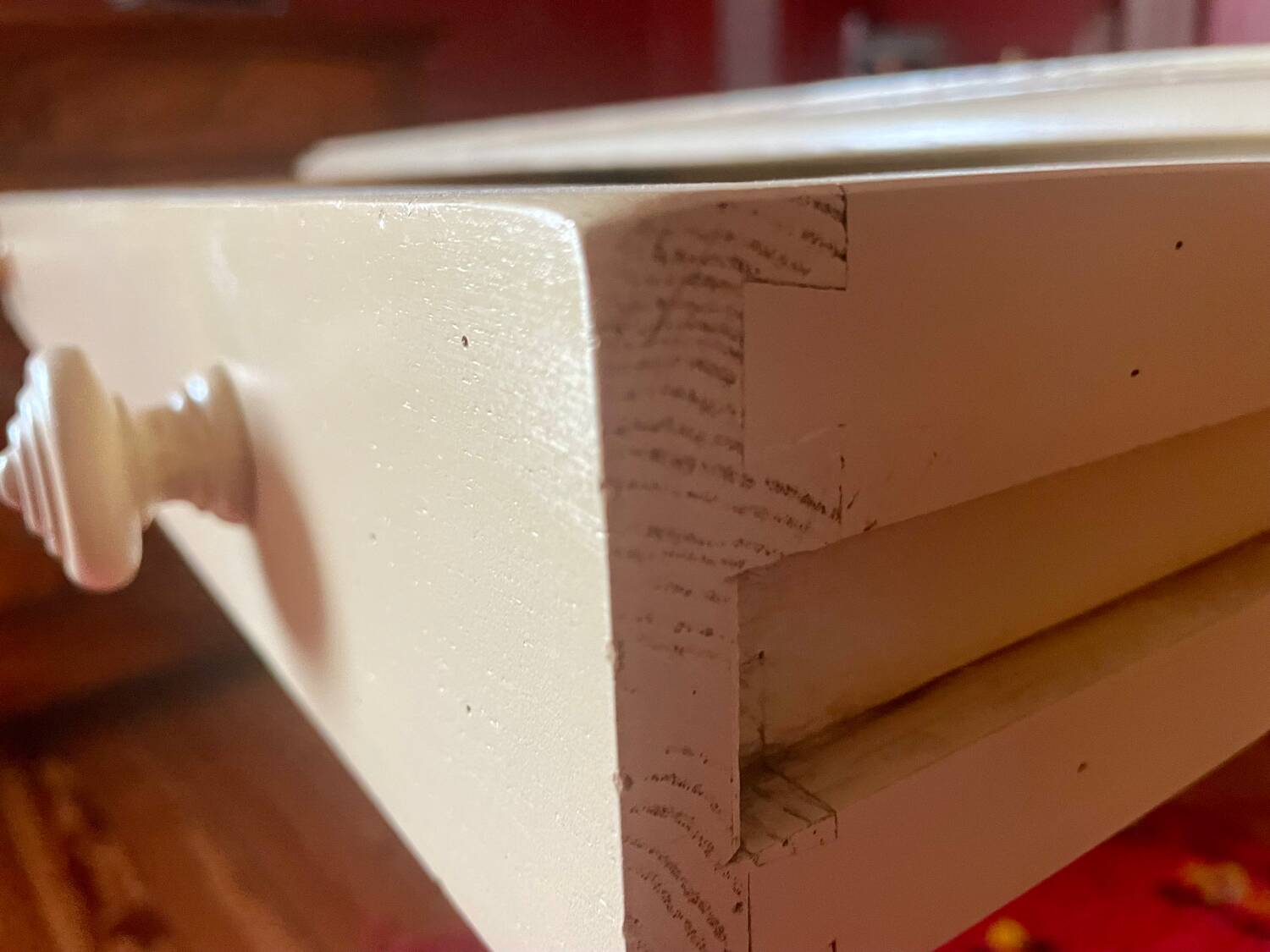 Weathered painted wood side table, TV table