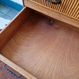 Commode en rotin et osier 1960