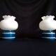 Pair of duck blue and white opaline lamps