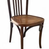 Set of 4 antique Thonet curved wood bistro chairs