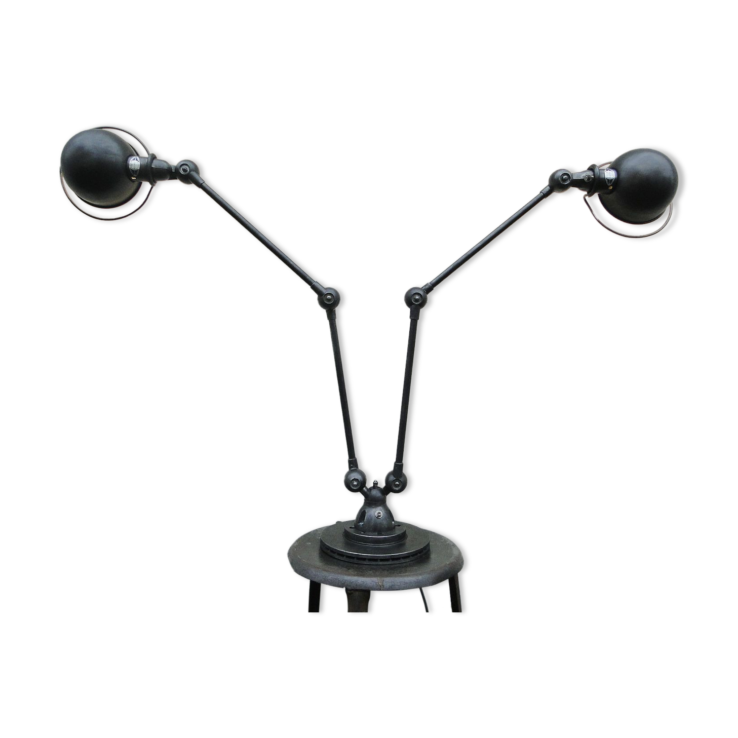 Vintage Jielde Floor Lamp Double Graphite Industrial 4 arms by Jean Louis Domecq France 1960