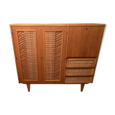 Vintage oak and rattan cabinet
