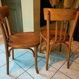 Pair of curved wooden bistro chairs