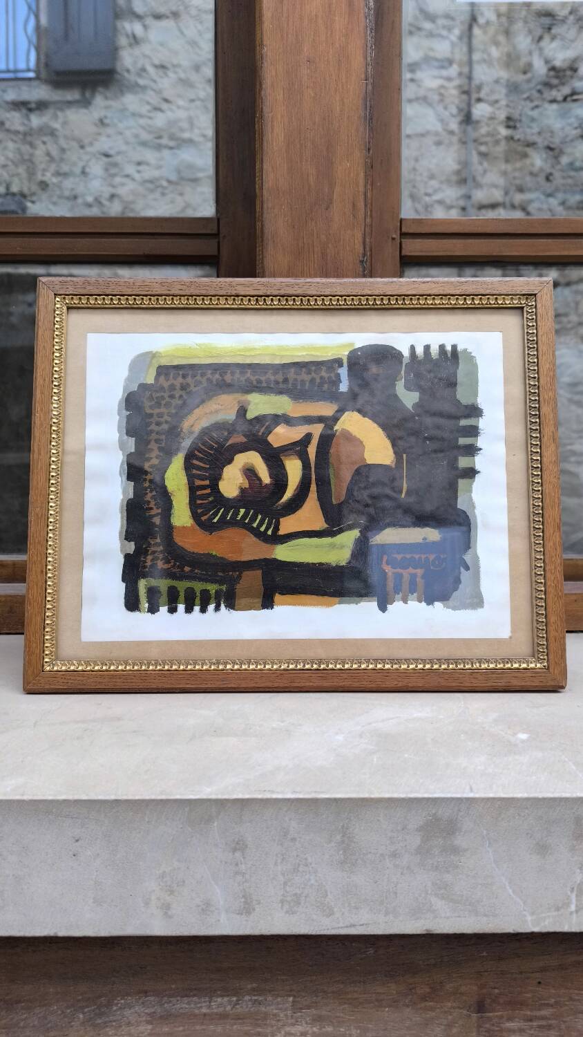 Oil on cardboard by Guy Rougon 1970