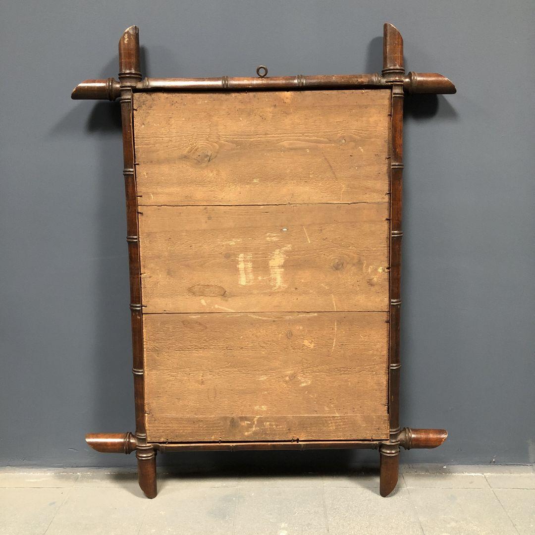 Bamboo faux mirror with dark brown frame 81x63cm