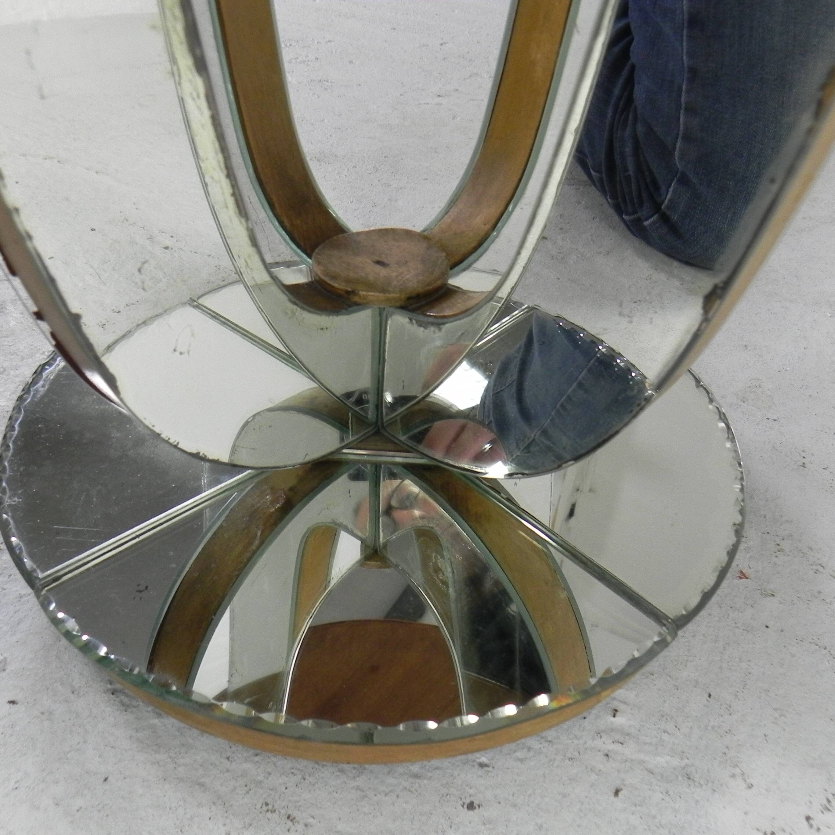 Art Deco coffee table, side table, with mirror glass and walnut veneer, 1930s