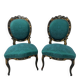 Pair of Napoleon III chairs in black lacquered wood, 19th century.