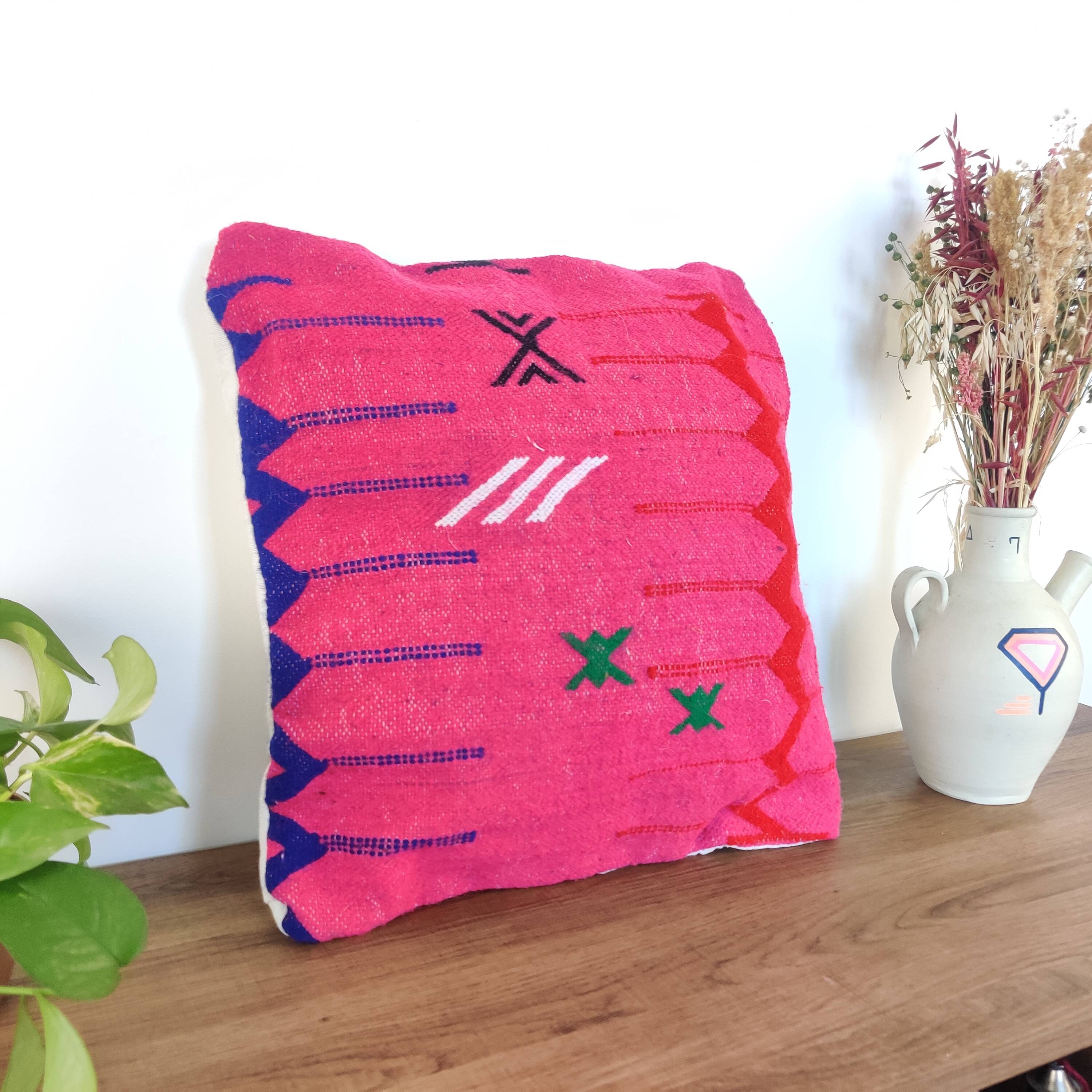 Tribal pink Berber cushion