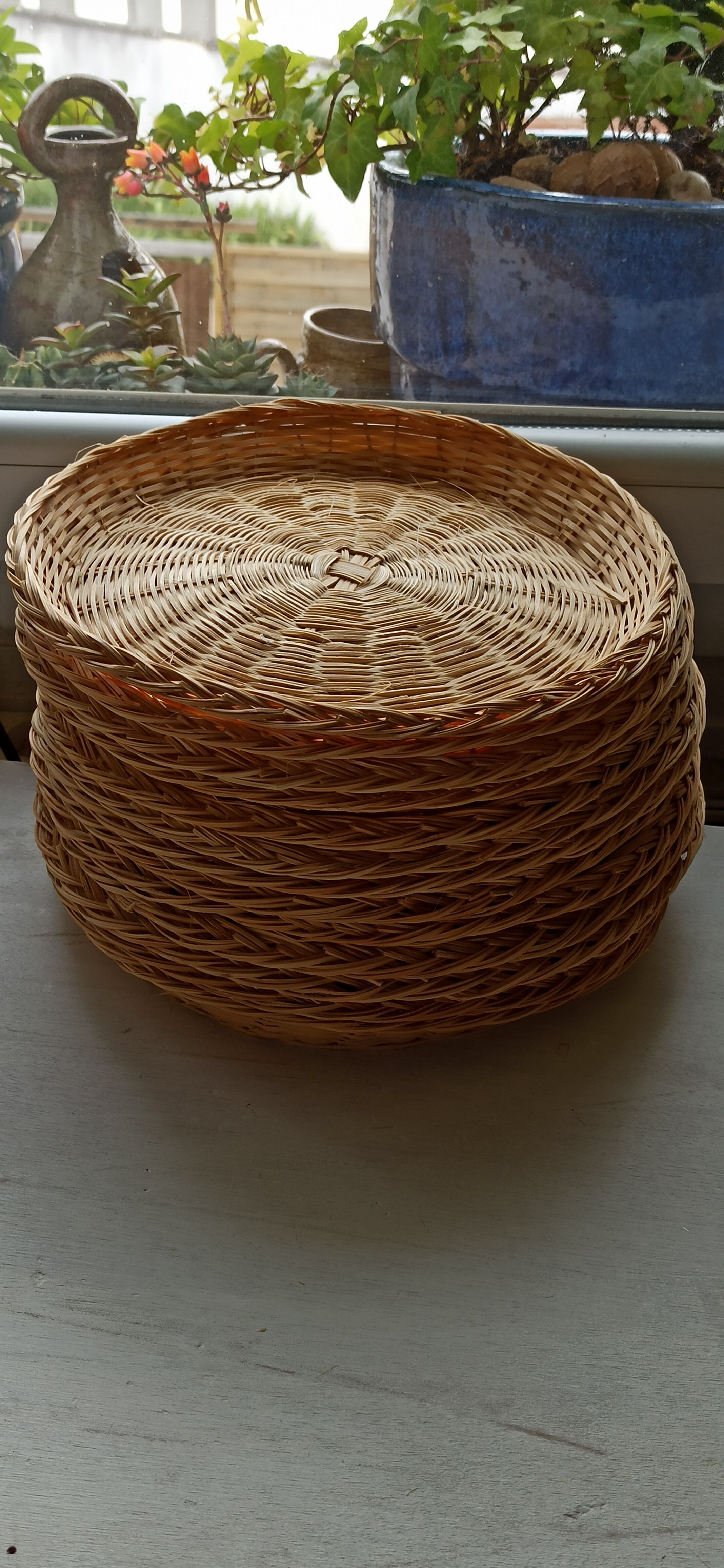 Wall composition of vintage baskets