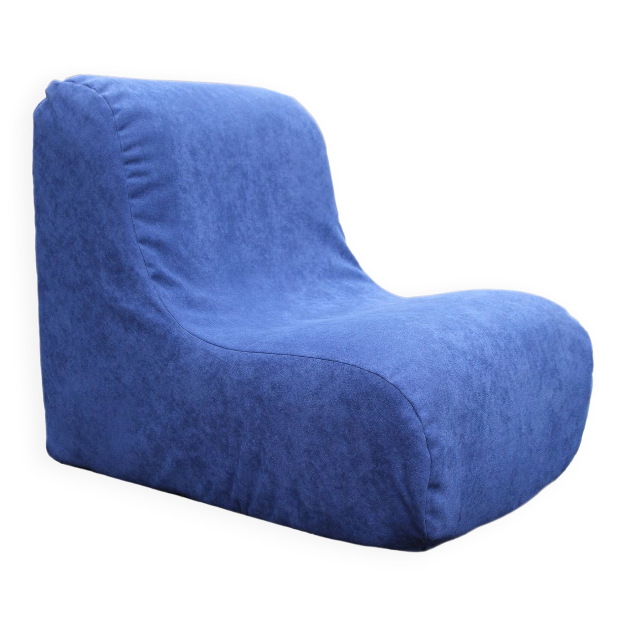 Vintage 70s fireside chair reupholstered in blue