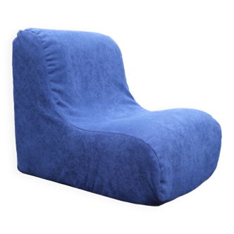 Vintage 70s fireside chair reupholstered in blue