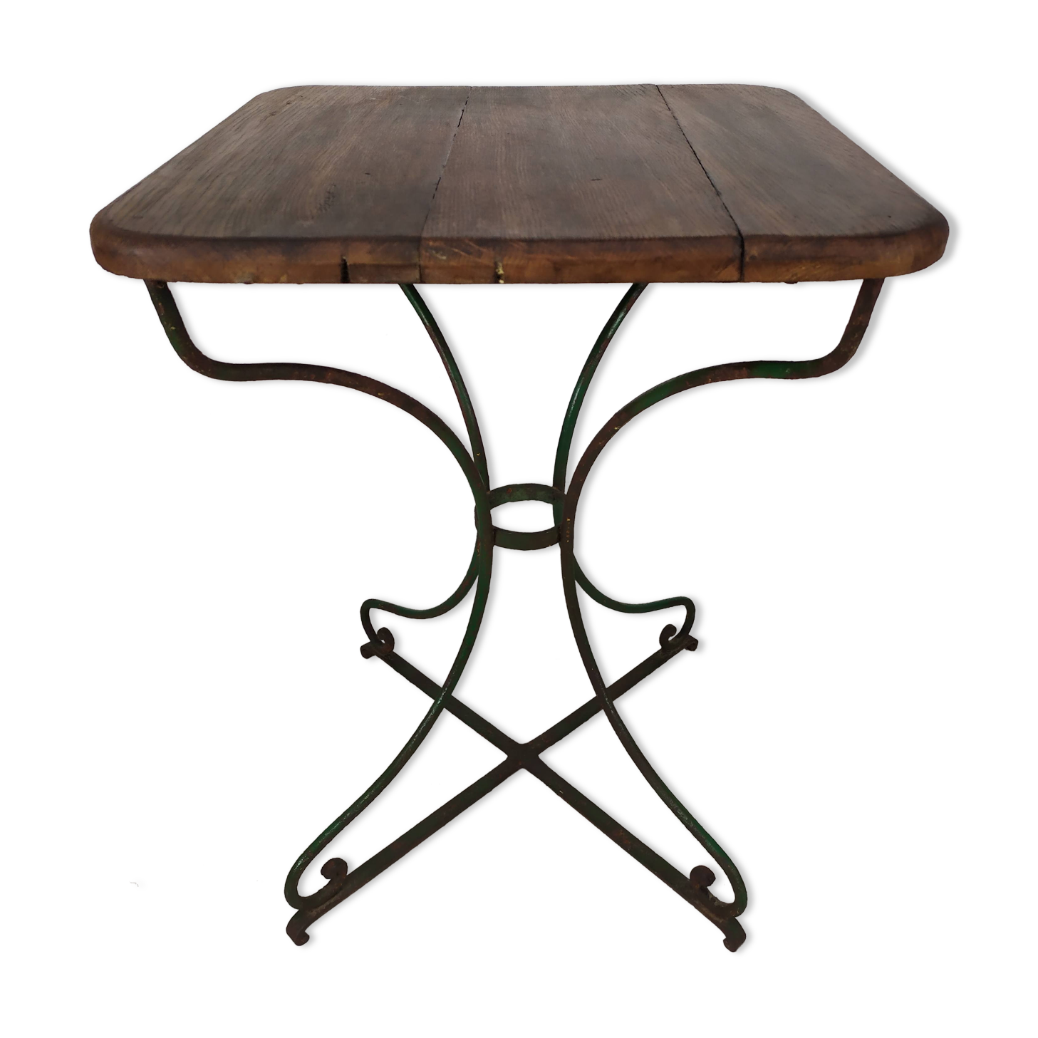 Garden pedestal table metal wood
