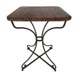 Garden pedestal table metal wood
