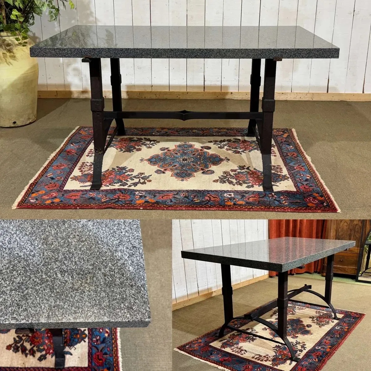 Table en marbre et piétement fonte