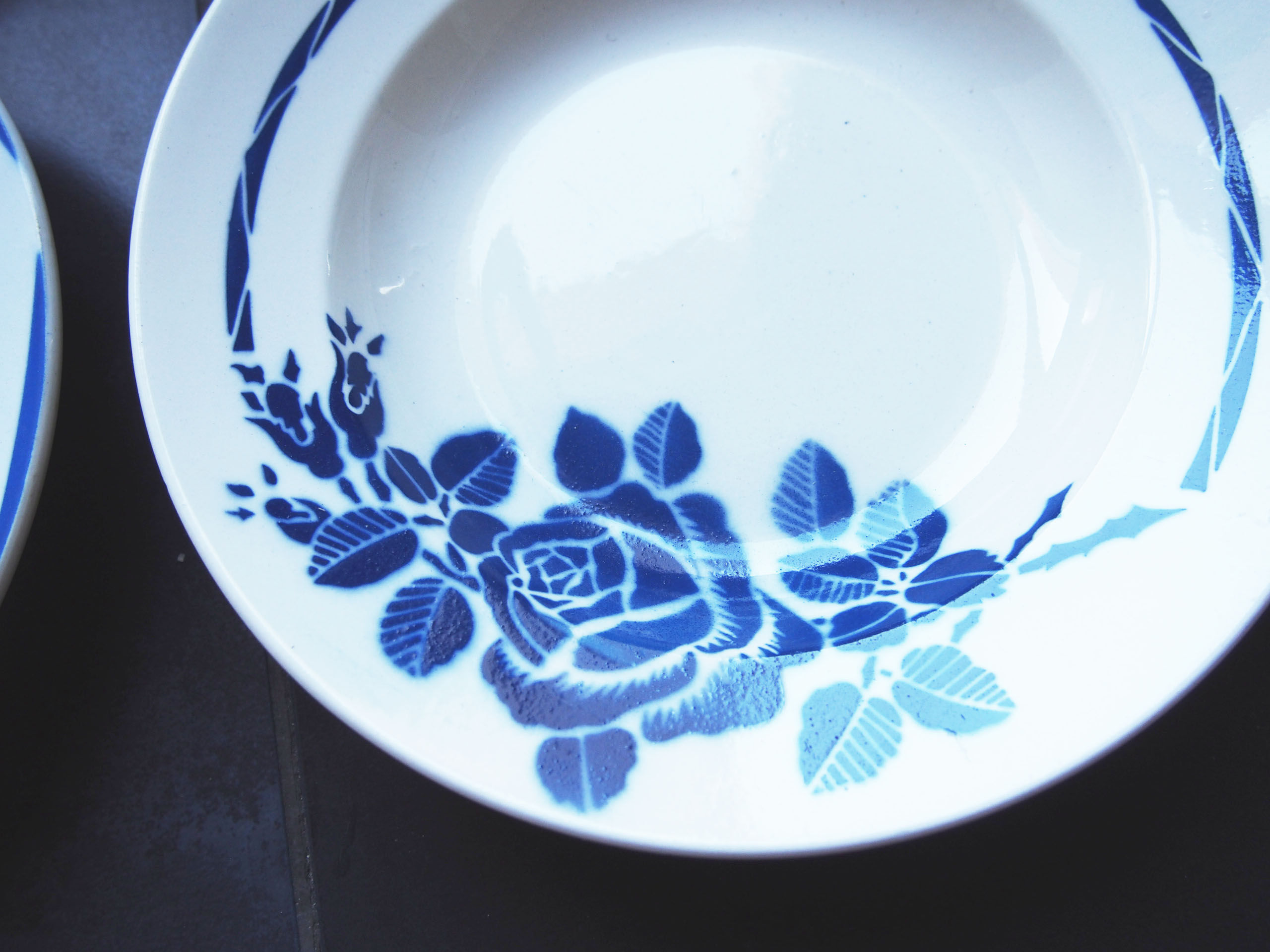 Ensemble de 6 assiettes bleues