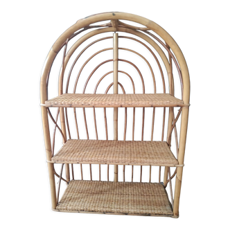 Shelf arch vintage rattan light honey 3 levels