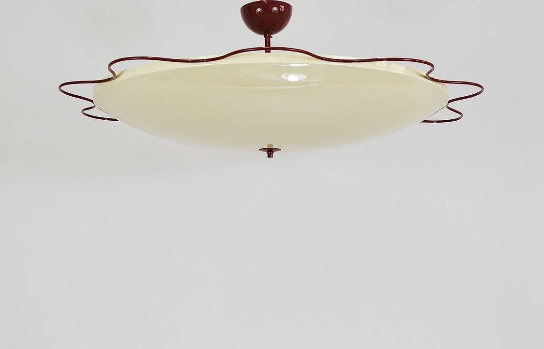 Large flush mount indirect light ceiling fixture from the Filmcasino in Vienna, 1950s.