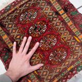 Handmade vintage Afghan Ersari mat 46cm x 50cm 1960s