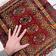 Handmade vintage Afghan Ersari mat 46cm x 50cm 1960s