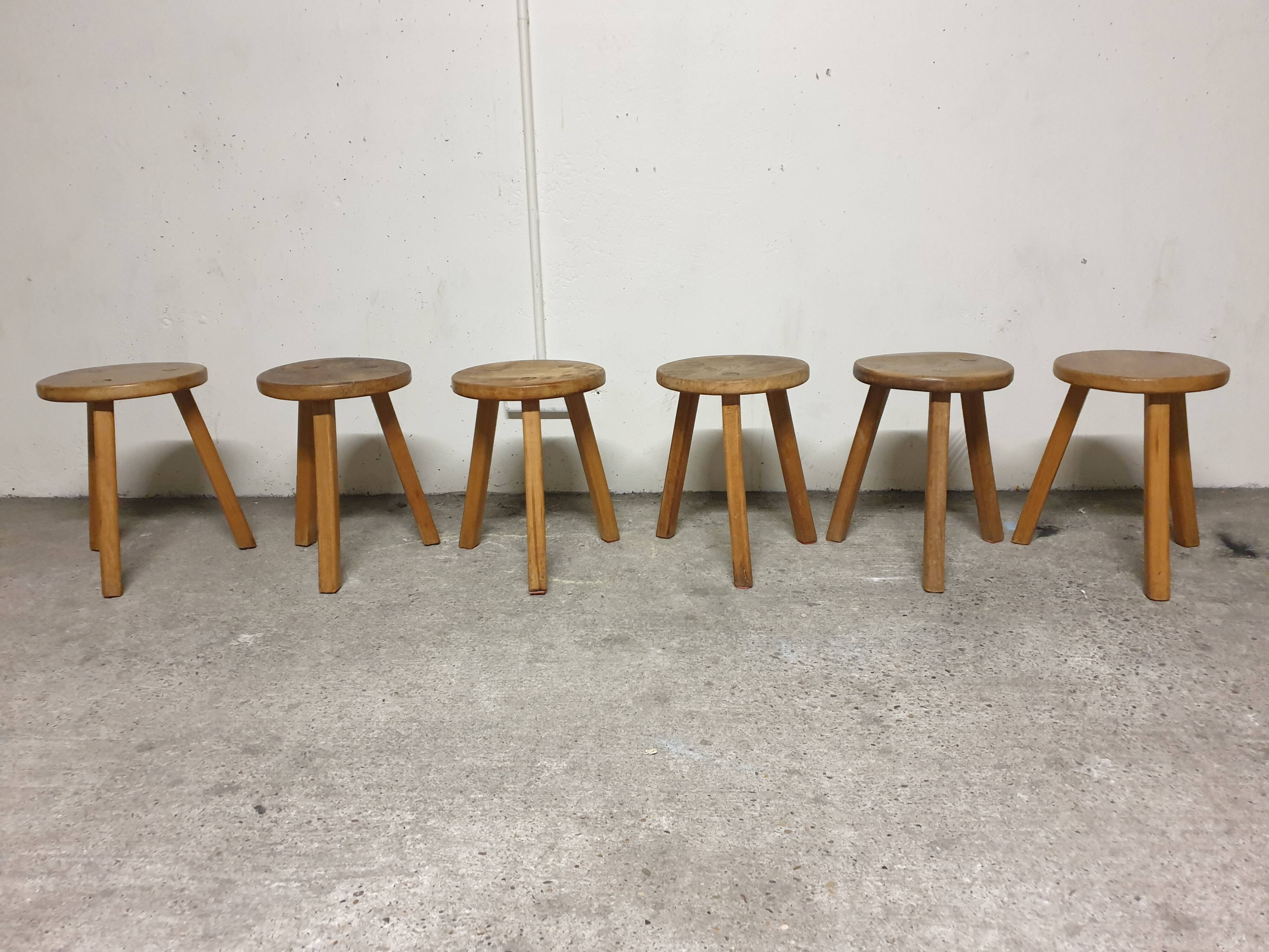 Mid-century wooden tripod stool