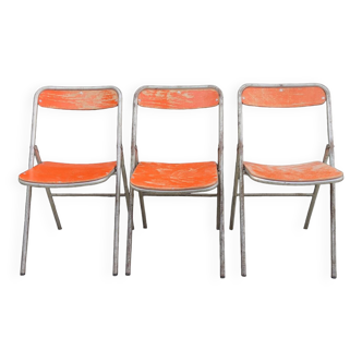 3 vintage folding chairs 1960s Souvignet