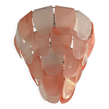 Contemporary Modern Sanded Pink "Petals" Glass Chandelier