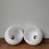 Set of 2 vintage white opaline lamp globe ball pendant lamp