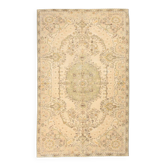 Soft Beige & Sage Green Medallion Design Vintage Carpet, 163x262 Cm