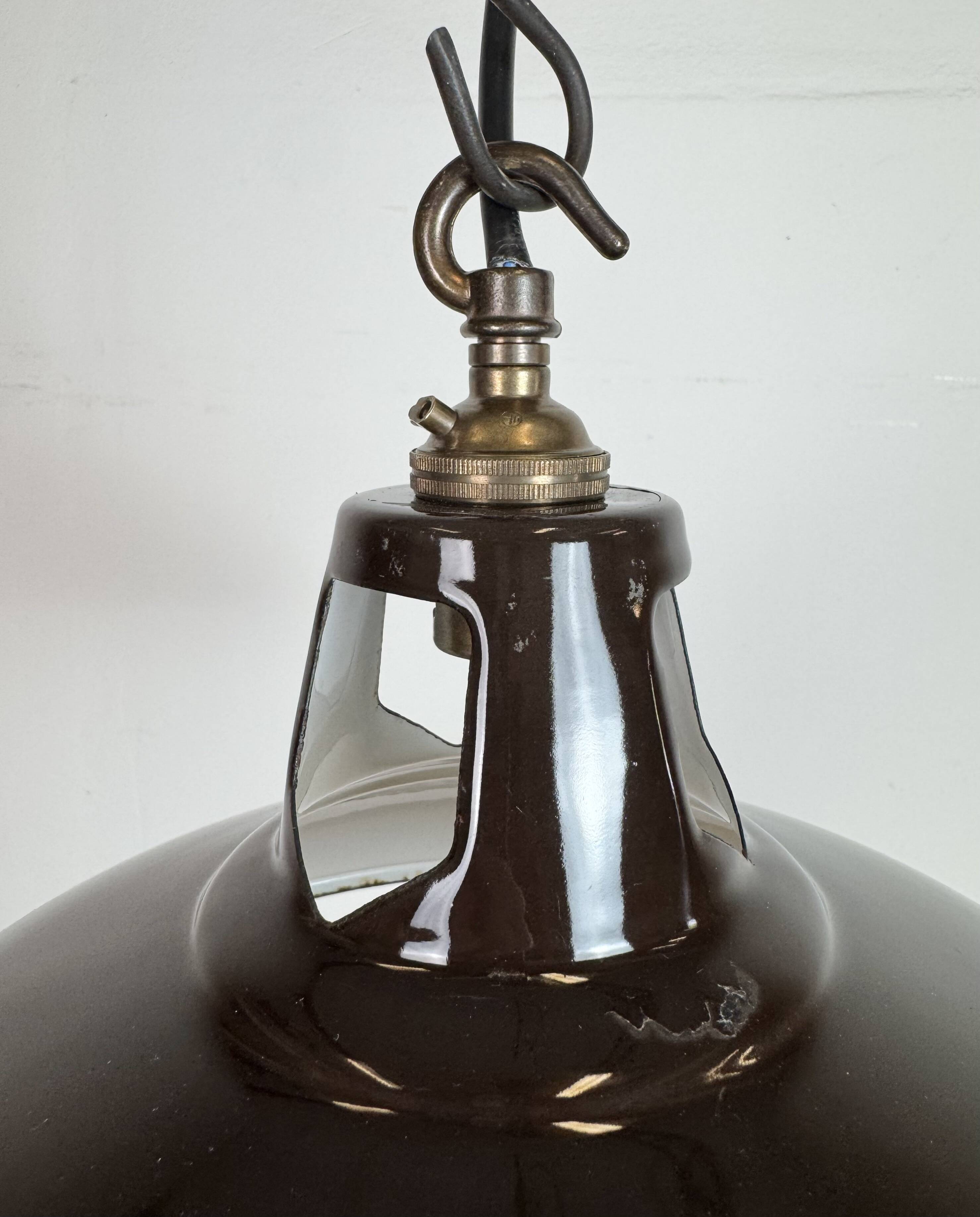 Industrial Brown Enamel Factory Pendant Lamp , 1960s