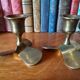 Pair of vintage propeller shape brass candle holders
