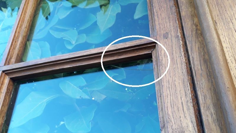 Glass window h141xl263 in oak 4 leaves