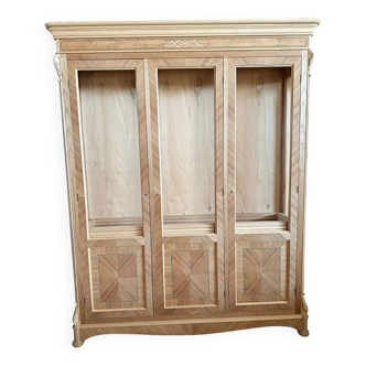 Walnut Cupboard With Cherry Inlays in Natural Raw Wood