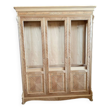 Walnut Cupboard With Cherry Inlays in Natural Raw Wood