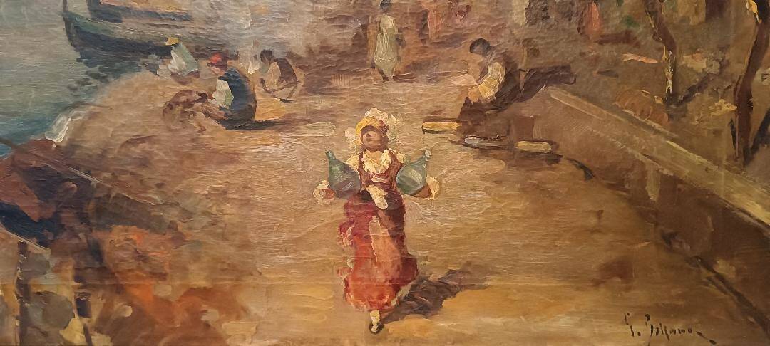 Oil painting on canvas by Salvatore Balsamo (Naples 1894-1922)
