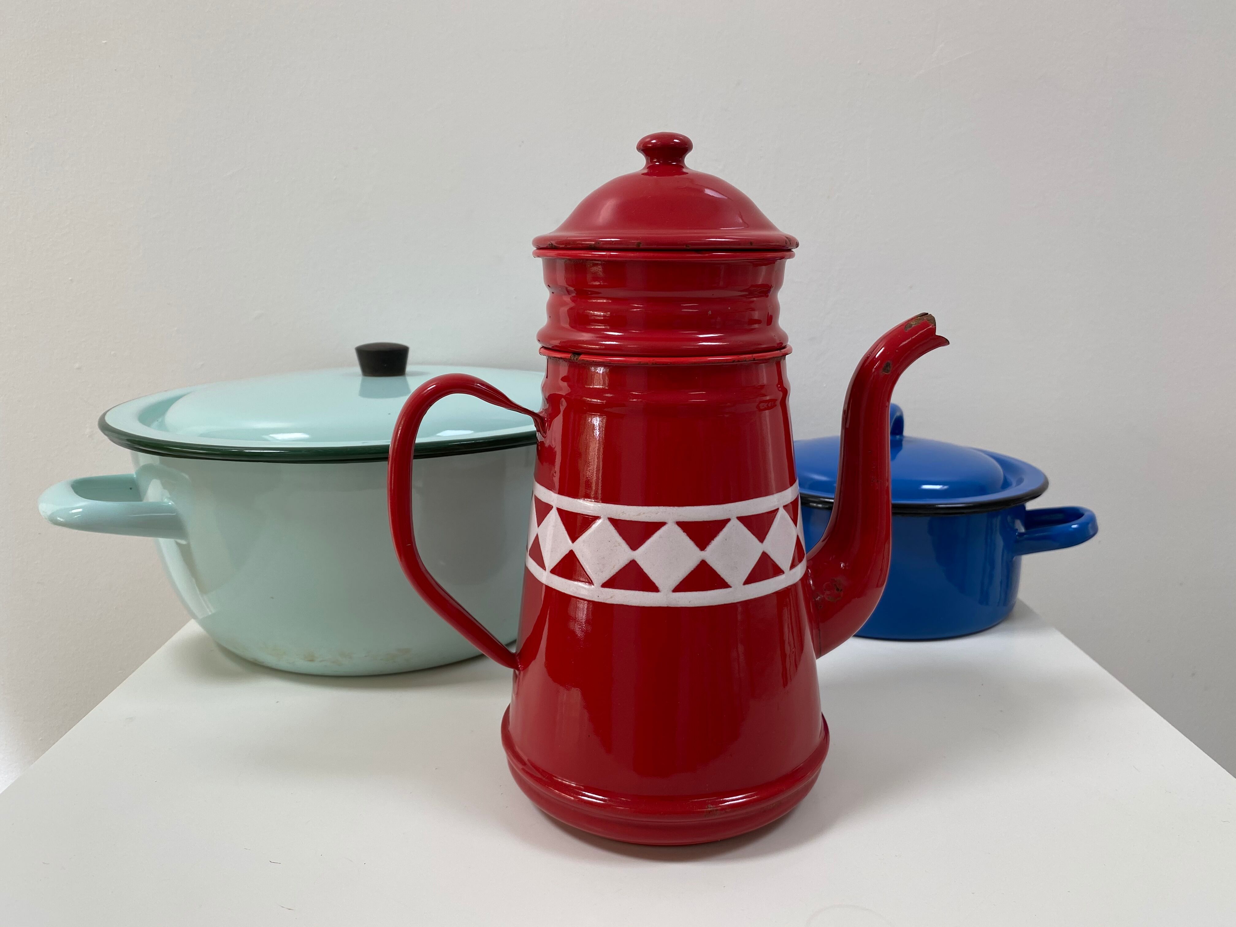 Old enamelled coffee maker from the 60s