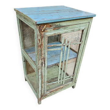 Art Deco glass-fronted bar cabinet in teak
