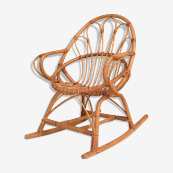 Rocking-chair enfant vintage en rotin