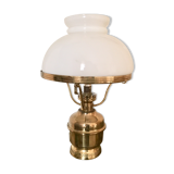 Brass gold and opaline table lamp