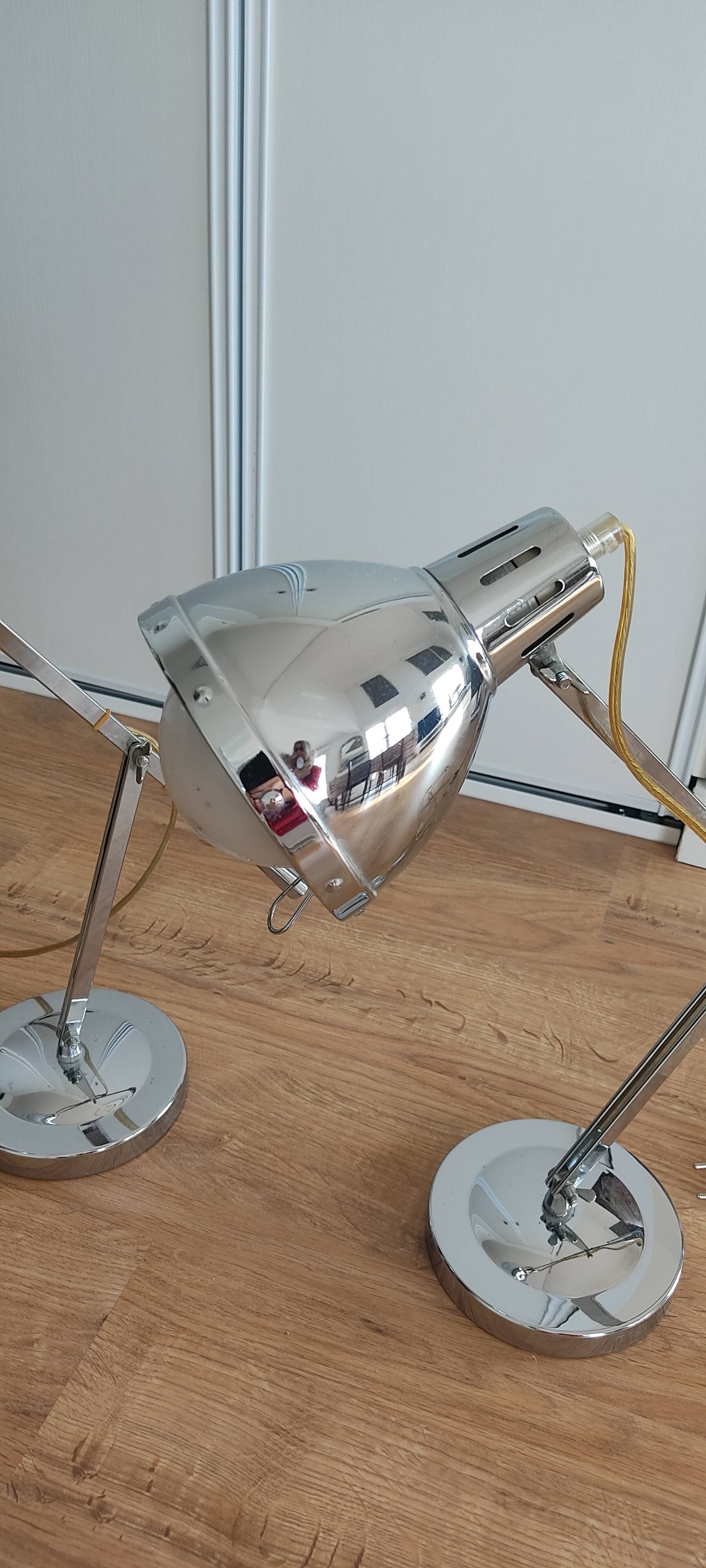 Pair of chrome lamps