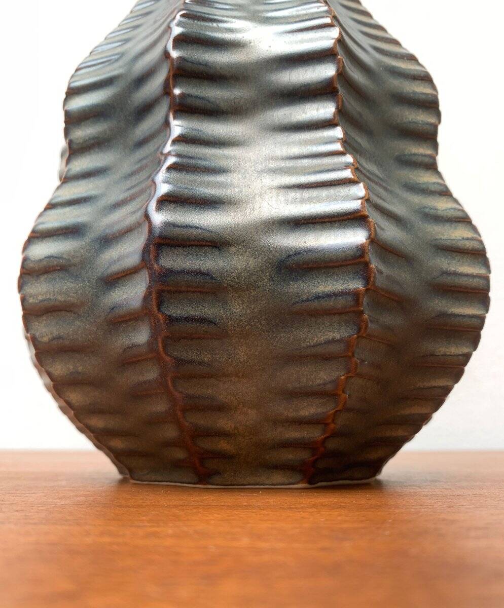 Vintage German brutalist ceramic gourd vase by Heinrich Fuchs for Luisenburg, 1970s.